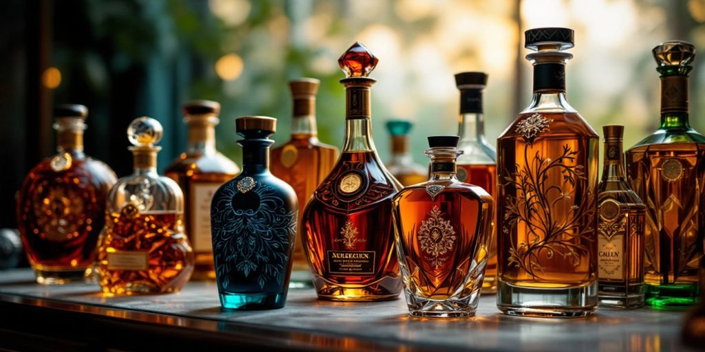 Luxurious bottles of the world's most expensive alcohol.