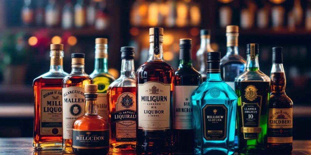 Colorful liquor bottles in an inviting bar setting.