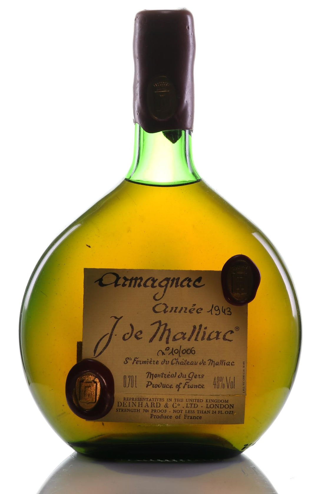 1943 Malliac "De" Armagnac NV #10/006 Flask Bottle