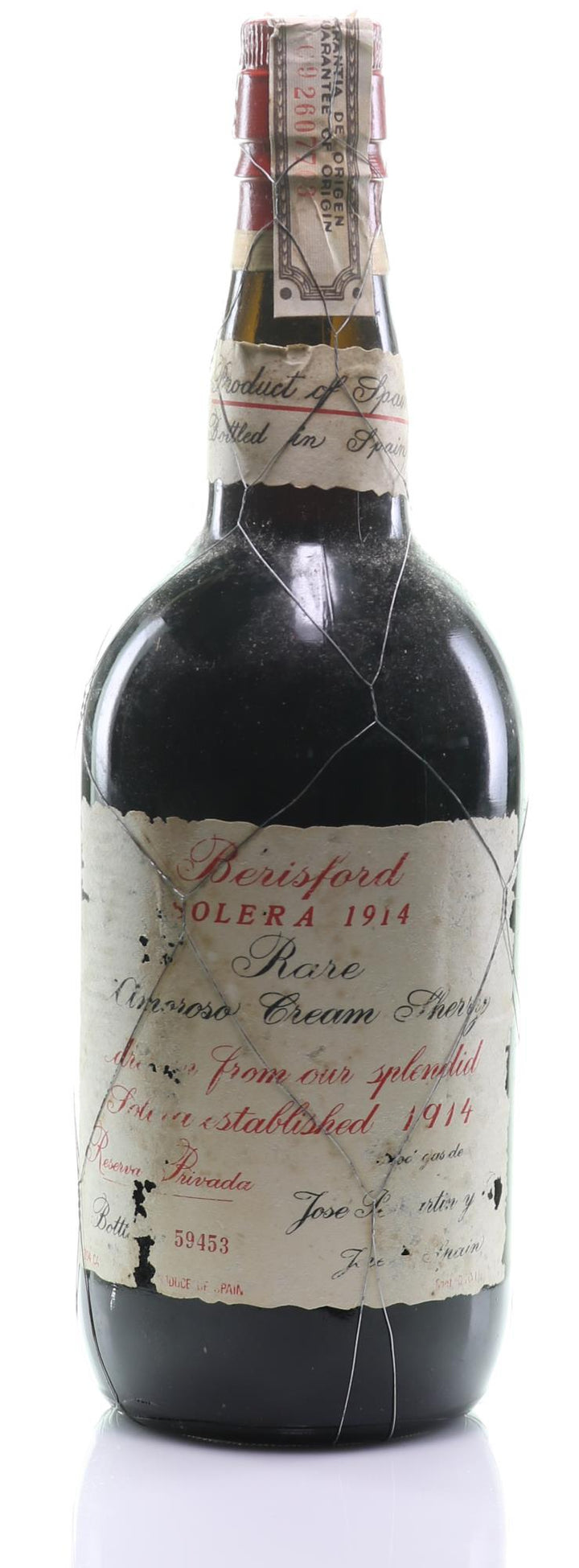 1914 Berisford Amoroso Cream Sherry Reserva Privada Solera - Rare Vintage Sherry