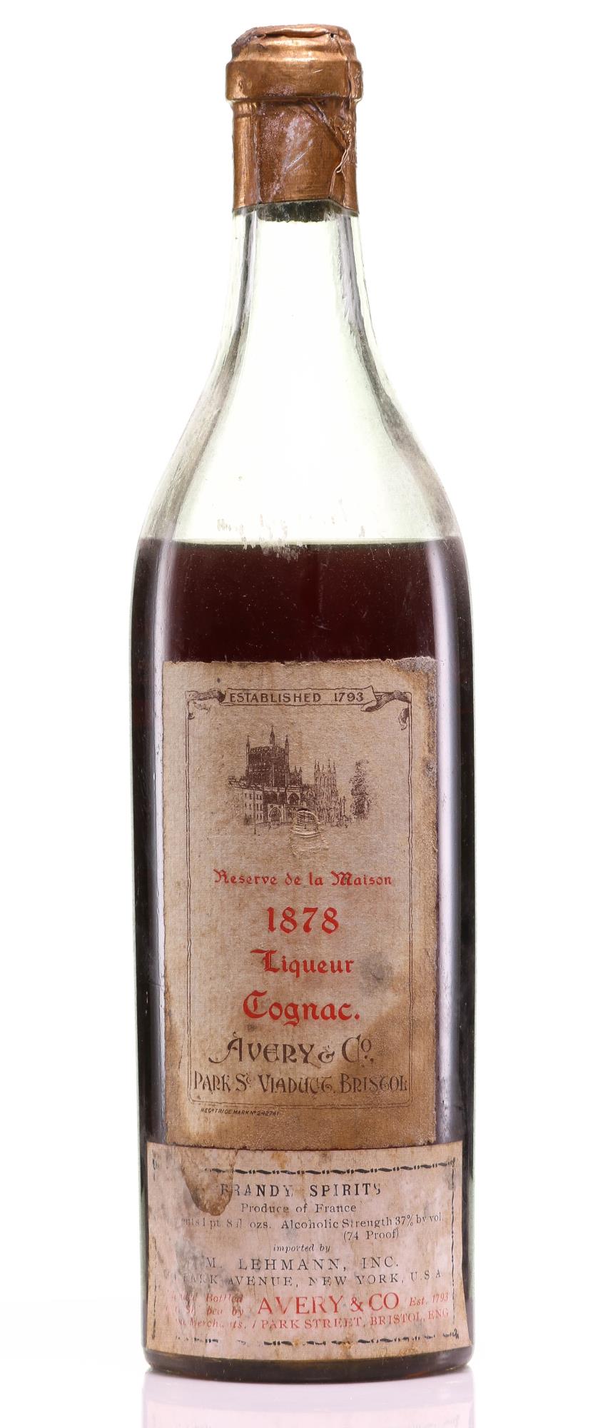 Cognac 1878 Avery & Co  Liqueur Cognac (1x70cl) - Rue Pinard Europe