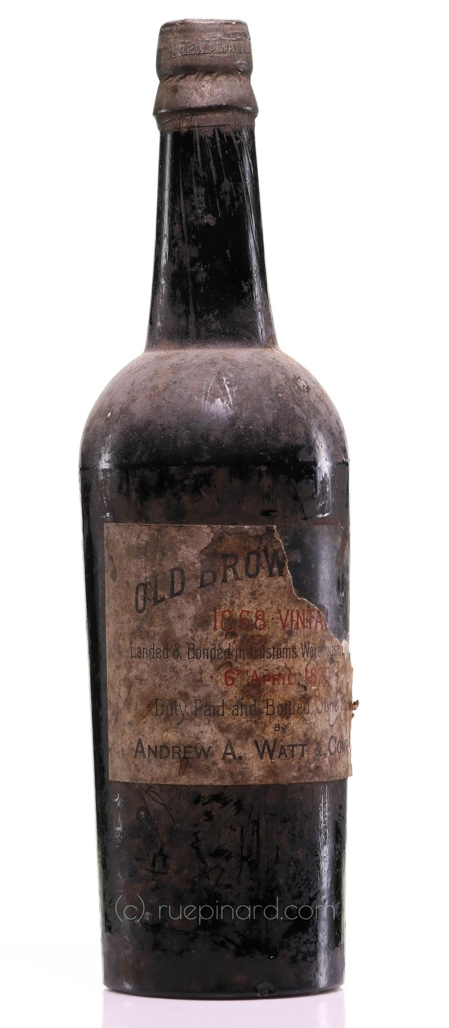 Andrew A. Watt and Co. 1868 Old Brown Brandy Cognac - Rue Pinard