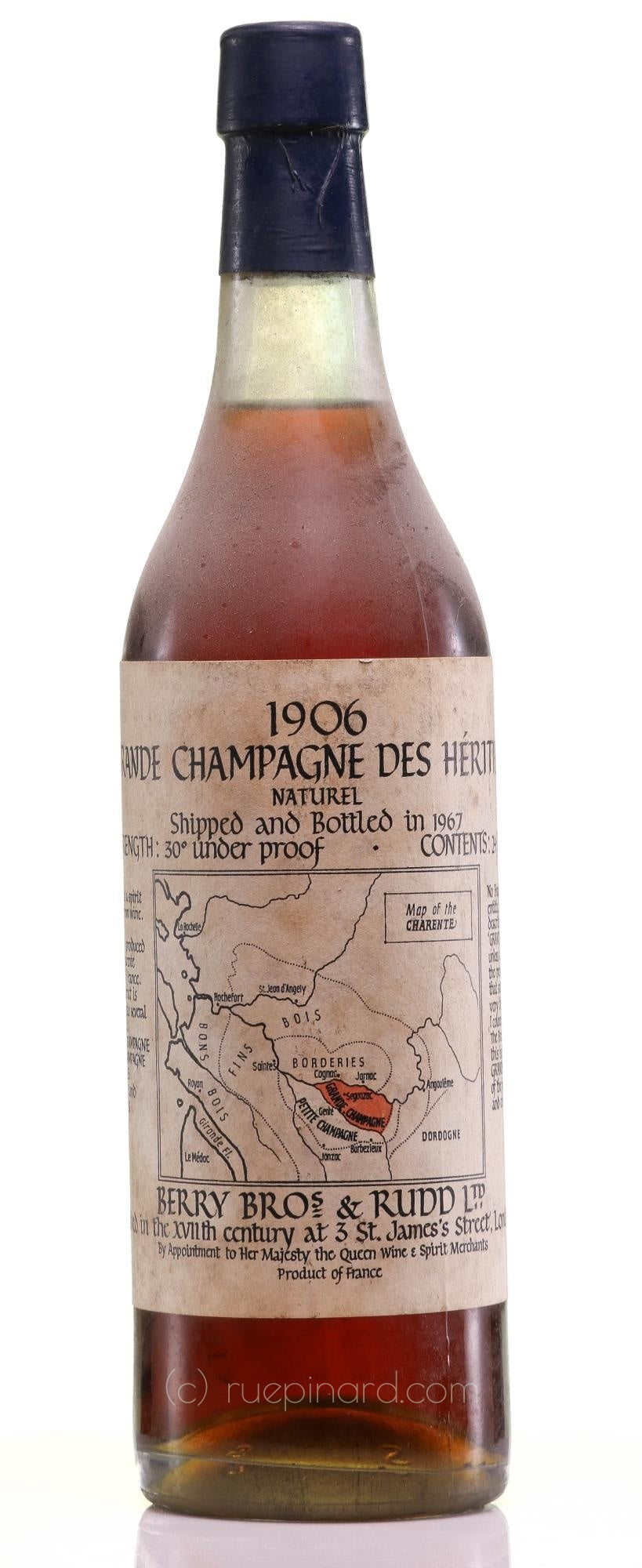 Cognac 1906 des Héritiers Grande Champagne 1967, Berry Brothers &amp; Rudd - Rue Pinard