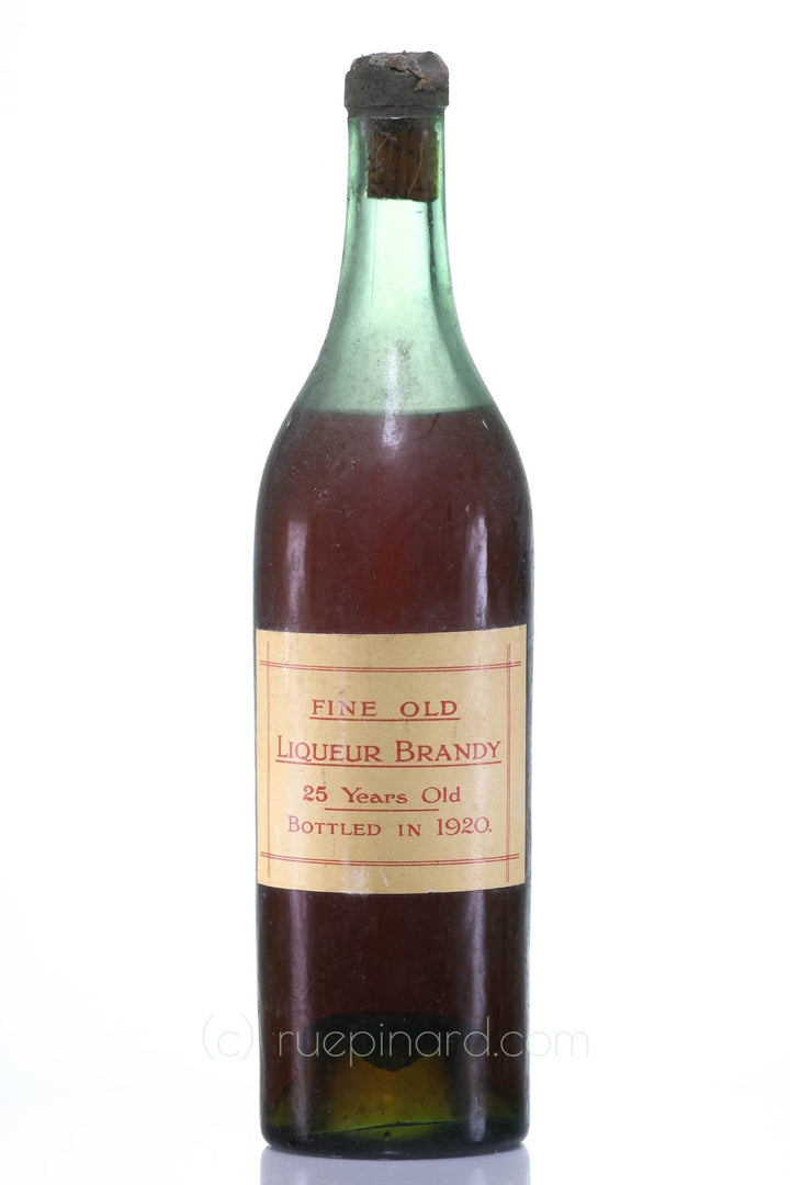 1895 Cognac Aged 25 Years, Bottled in 1920 - Rue Pinard