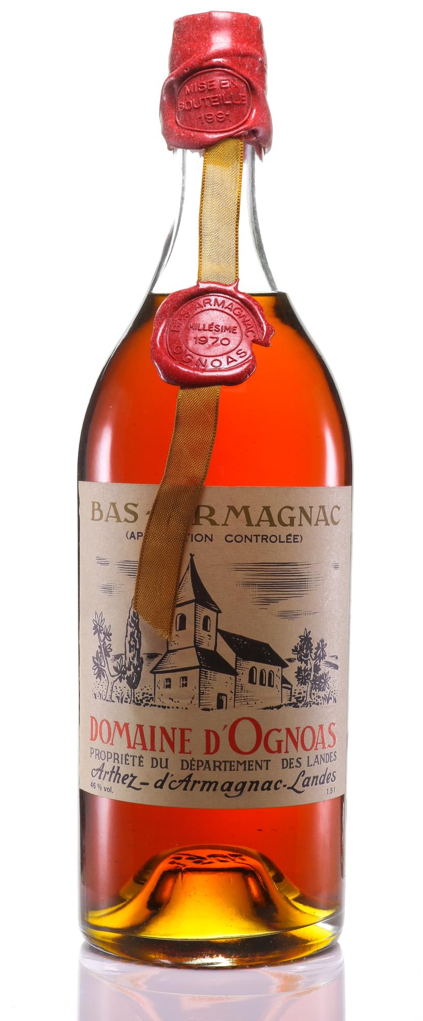 Domaine d'Ognoas 1970 Bas-Armagnac Magnum, Bottled 1991