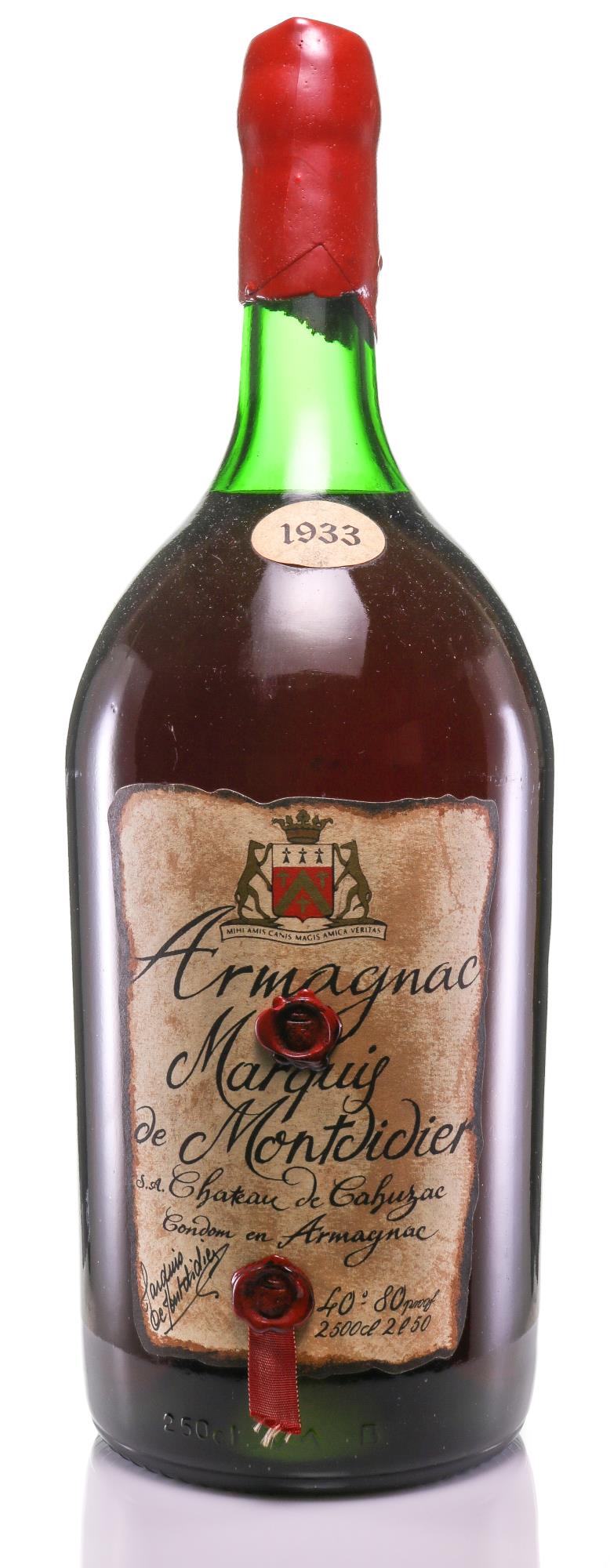 Vintage 1933 Marquis de Montdidier Armagnac - Château de Cahuzac 2.5L