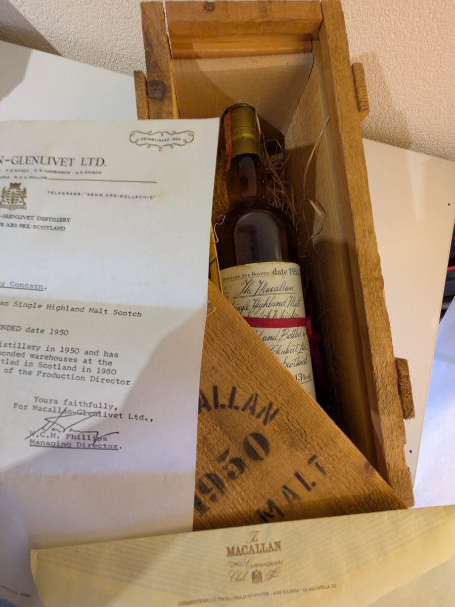 1950 The Macallan Handwritten Red Ribbon Single Malt Scotch Whisky - Rue Pinard Europe