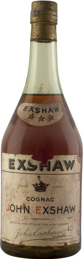 John Exshaw Cognac 1930s Aged 40 Years - 3 Stars - Rue Pinard