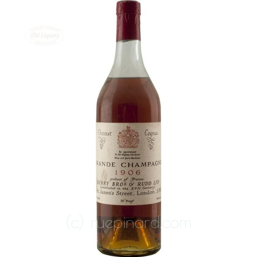 1906 Berry Brothers & Rudd Grande Champagne des Heritiers Cognac, 1958 ...