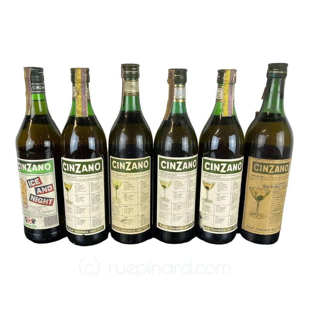 Cinzano Vermouth Extra Dry 6 bottles 1960s - Rue Pinard